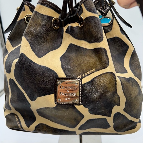 Dooney & Bourke Giraffe Print Bucket Bag with Blue Duck Tag - Picture 1 of 16